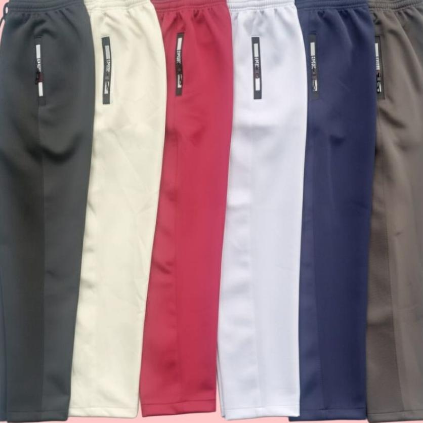 Celana Training Olahraga Pria Wanita Terbaru Tebal Elastis Warna Merah Putih Abu Navy