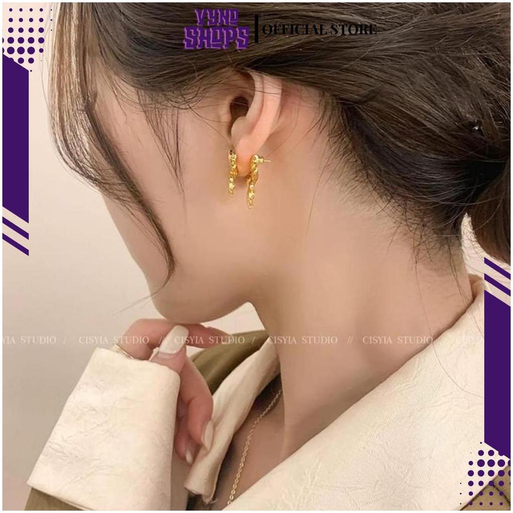 Anting Tusuk Wanita Bunga Emas/Anting Korea Style ASA Cod
