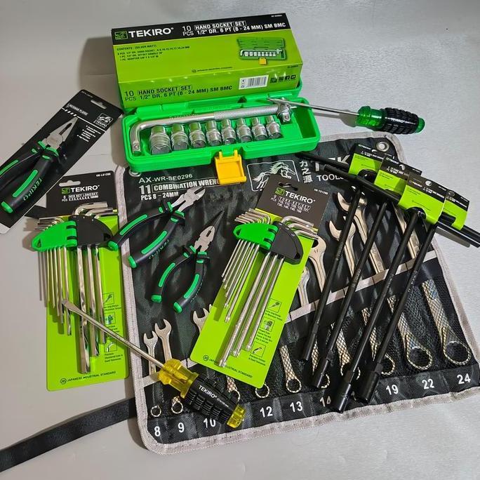 Grosir Tekiro Paket Kunci Bengkel 13 Item Full Set Termasuk Kunci Sok 10Pcs 8-24Mm, Ring Pas 11Pcs 8