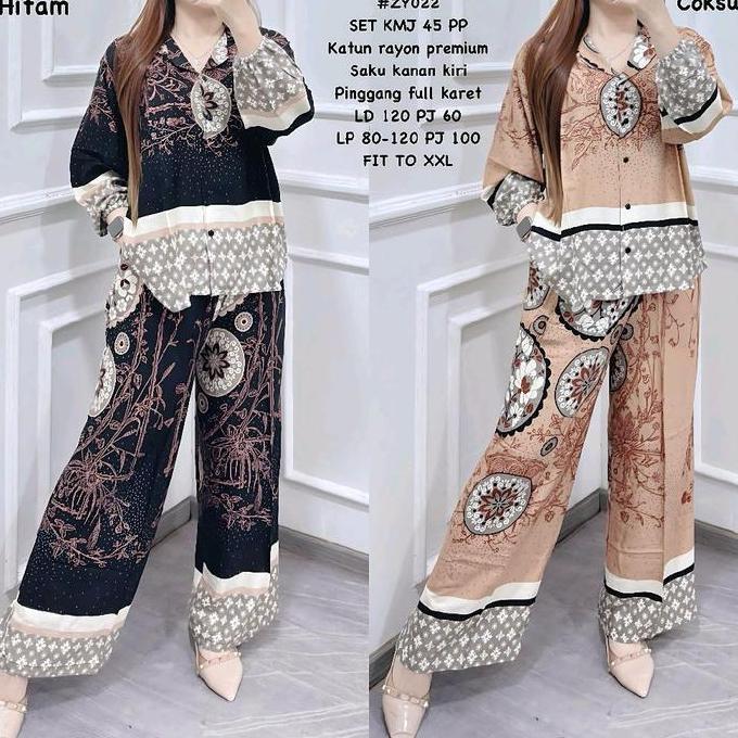 SET KEMEJA WANITA PP LENGAN PANJANG BANYAK MOTIF RAYON Nyaman HM