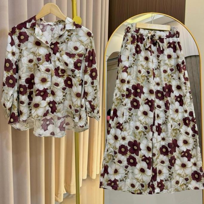 SETELAN RAYON BAJU ATASAN DAN CELANA KULOT DEWASA || oneset kekinian bahan rayon premium grade A LD 