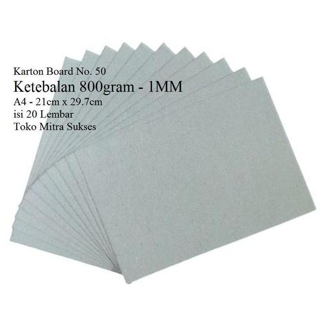 Papier- Karton Board Abu Abu A4 No 50 Ketebalan 1Mm
