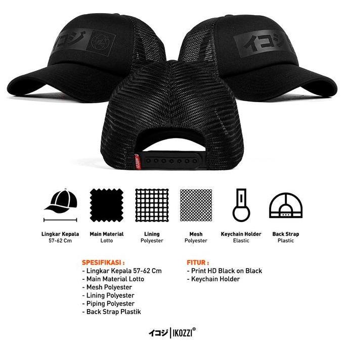 Punyakamu- Ikozzi Invicible Topi Trucker - Topi Jaring Black