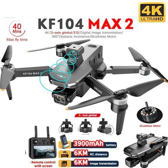 BEBAS ONGKIR - KF104 Max 6KM Drone GPS 3-Axis Gimbal 4K Camera VS SJRC F22 S2 PRO+ VS KF100 MAX