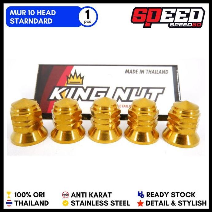 DV223 - Mur 10 Head Blok Tutup Hed Gold Stainless King Nut