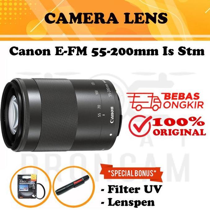 TERBARU - Lensa Tele Canon E-FM 55-200mm IS STM Mirrorless EOS M10 M3 M100 M5 M6