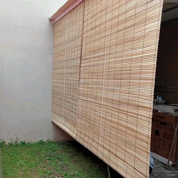 krey/tirai Kerai kerei bambu sawit outdoor tutup kaca jendela jepang + tali penggulung