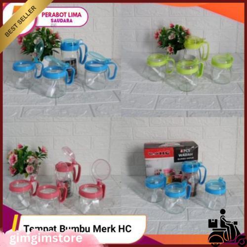 Tempat Bumbu Dapur Dan Minyak Hc/ Tempat Bumbu Hc/ Tempat Bumbu Dapur 1 Set 4 Pcs / Tempat Bumbu Mer