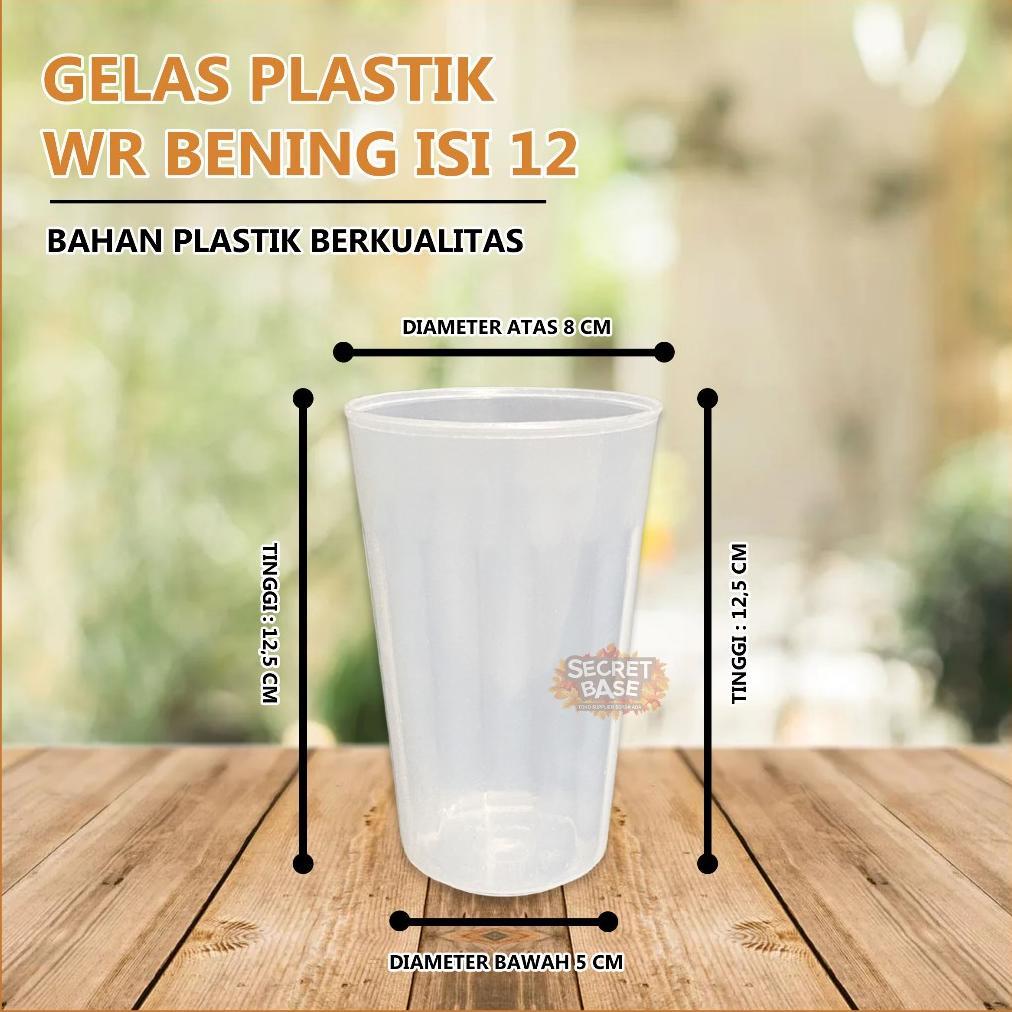 (Isi 12Pcs) Gelas Bening Premium - Gelas 1 Lusin Aesthetic / Cangkir Plastik Lusinan Kualitas Juara
