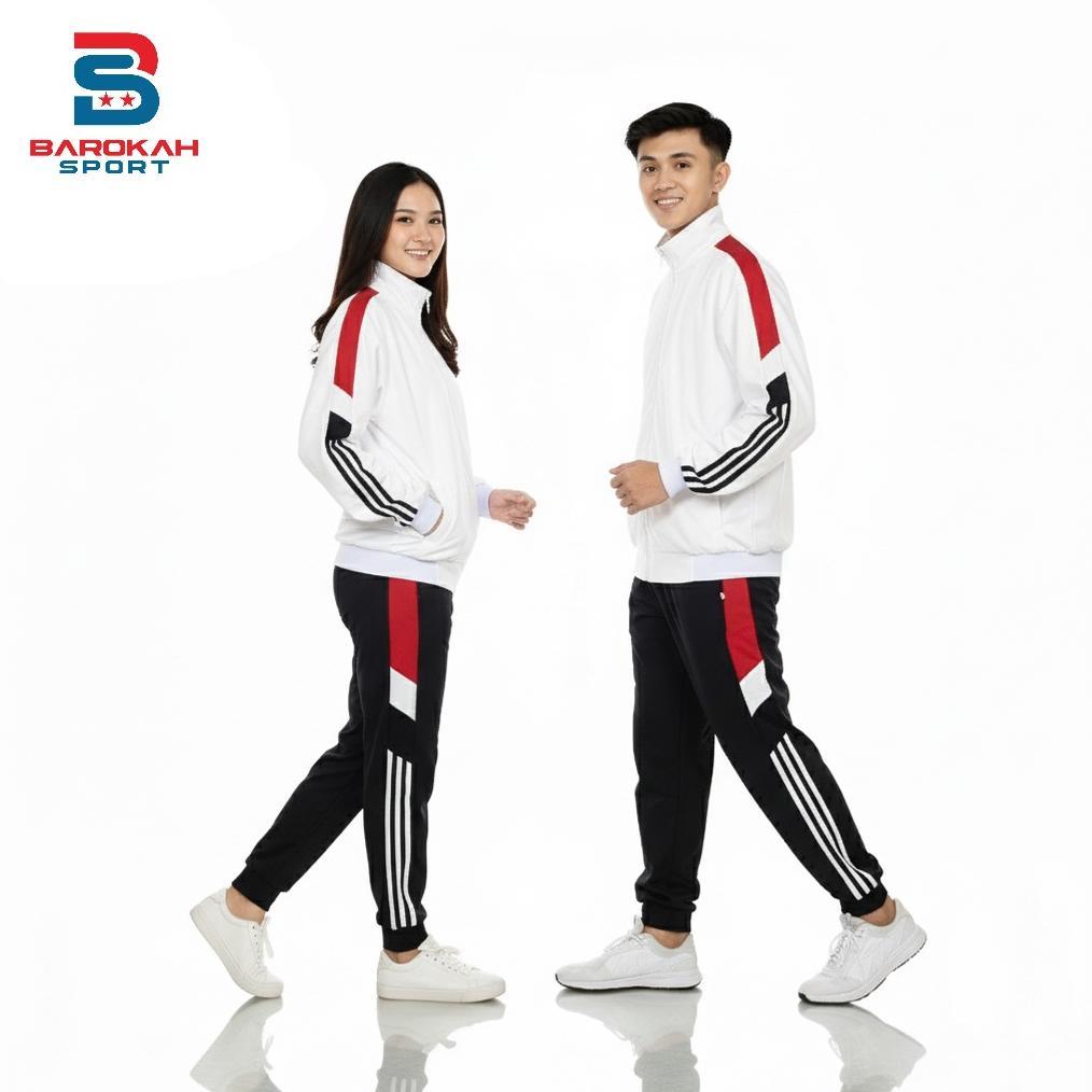 wajib punya hm barokah - setelan olahraga pria wanita training one set jaket celana olahraga unisex 