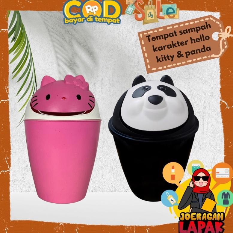 TEMPAT SAMPAH KARAKTER HELLO KITTY PANDA LUCU TONG PINK HITAM