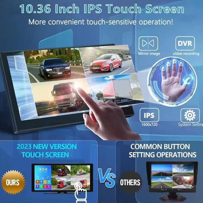 CAR DVR / Dashcam mobil 10.36 Inchi , 4 Camera AHD, MP5, BT, Layar IPS Touch Screen