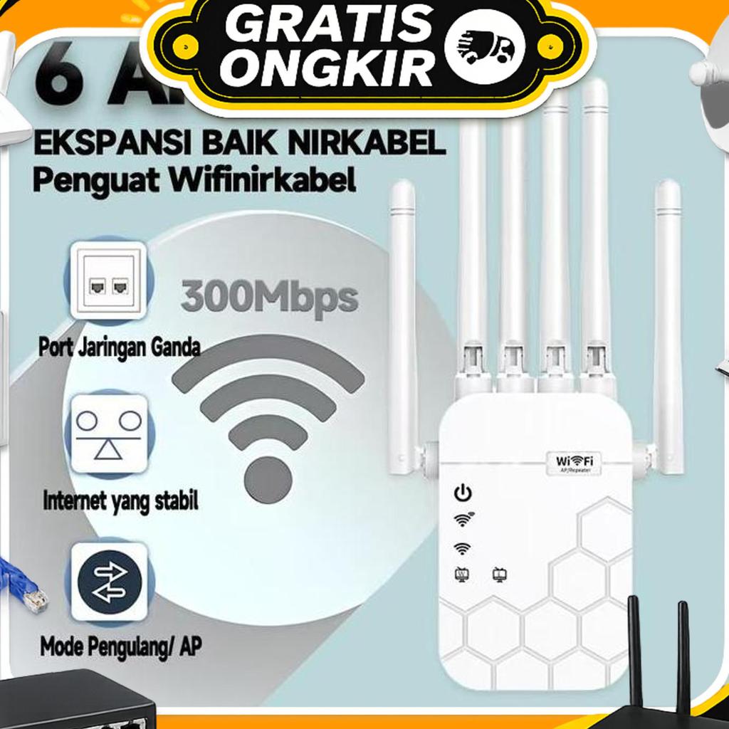 CodBatikore Wifi Repeater 6 Antena 2.4G 5G Dual Band 300Mbps/1200Mbps Setup Mudah Koneksi Satu Klkwp