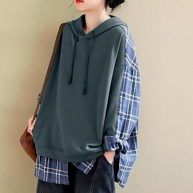 NIKMATI PRODUK INI Blouses & Shirts Atasan Wanita Panjang Blus dan Kemeja paduan bahan sweater   vin