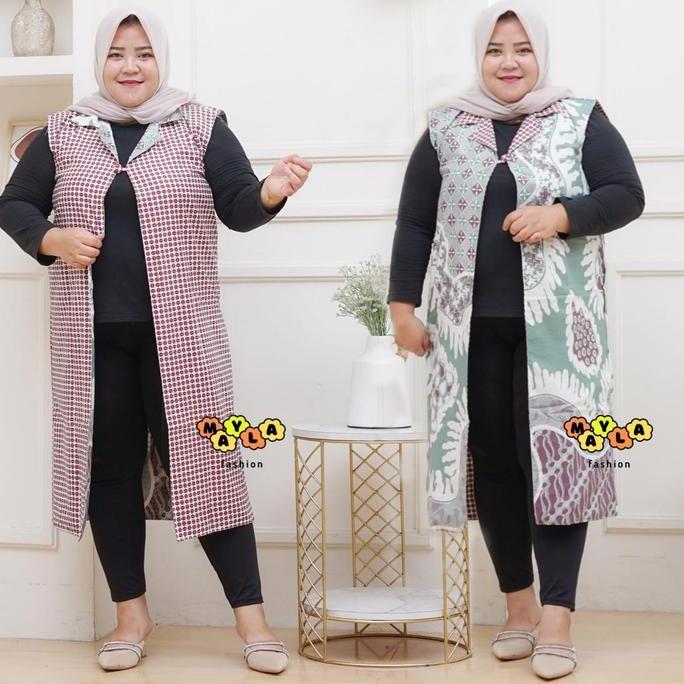 BEST SELLER  Mayla Fashion Outer Batik Wanita Jumbo Motif Bolak Balik Cardigan Batik Wanita Modern B