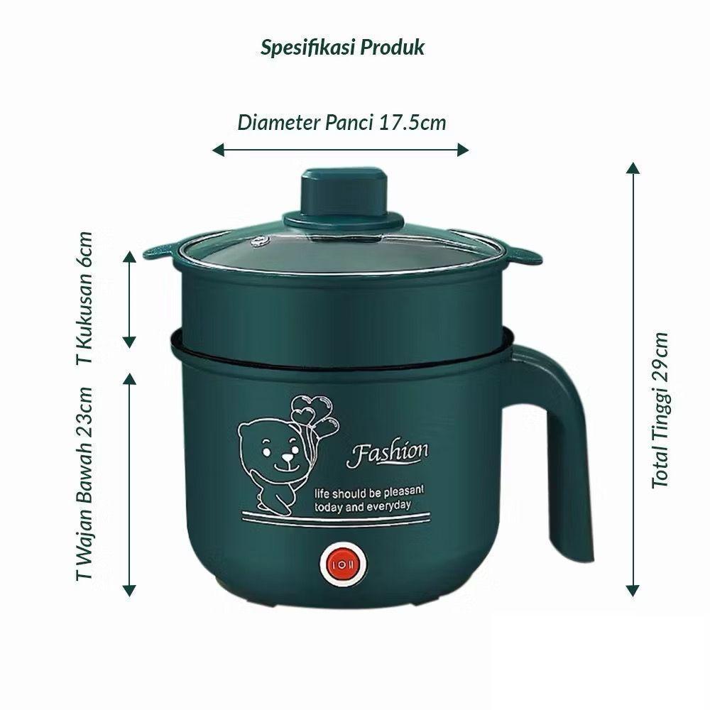 Panci Listrik Elektrik Cooker Stainless Steel Teflon Cooking Pot Rice Cooker Mini