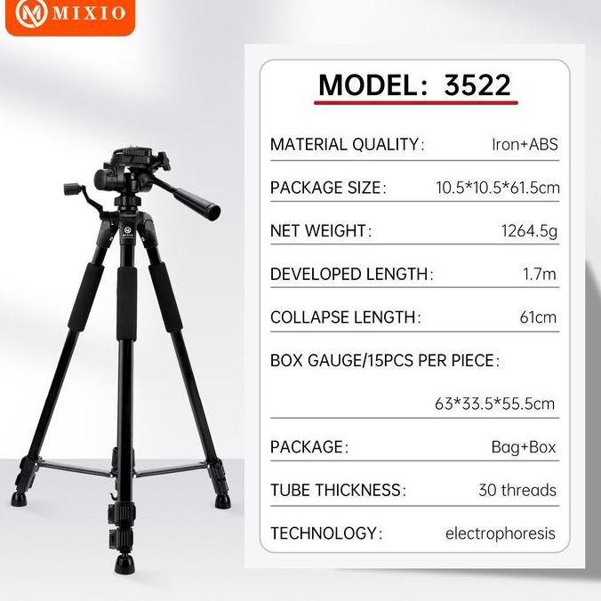 Knacks- Mixio 3522 170Cm Tripod+Bluetooth Remote+Bag Profesional