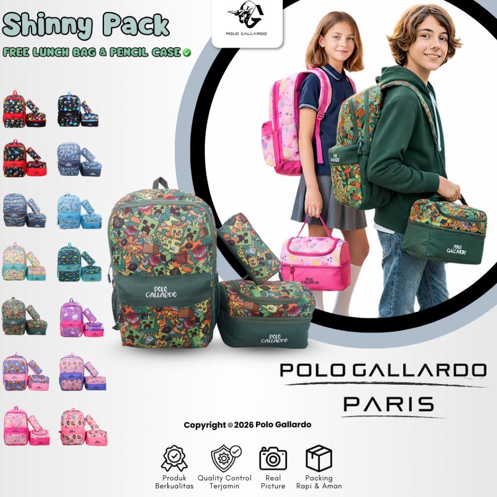 Tas Ransel Lunchbox Sekolah Anak Perempuan Polo Gallardo Snappy Backpack Cewek Cowok Kotak Bekal TAS
