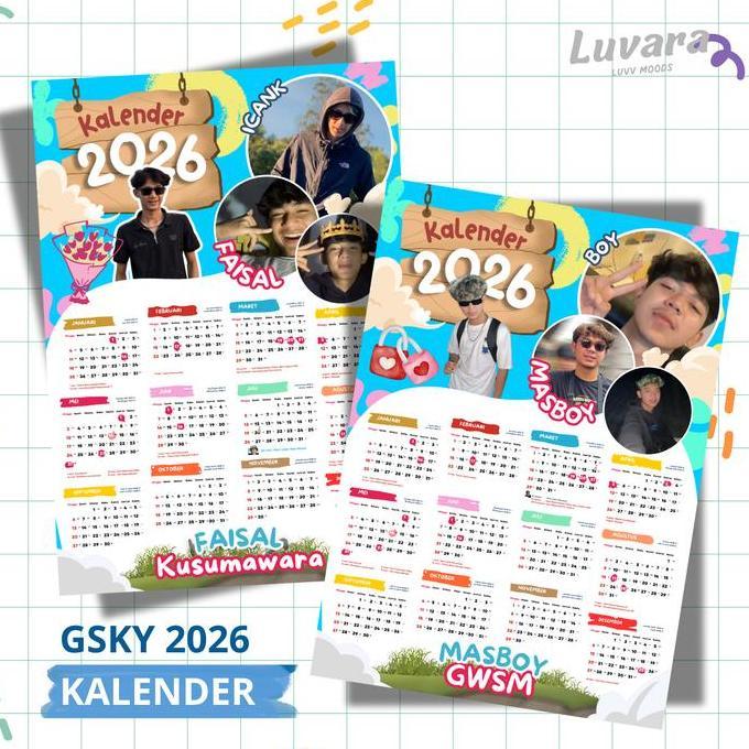 yustika767 - luvara kalender 2026 tema gsky idolamu ukuran a3 gambar jernih ideal untuk penggemar gs