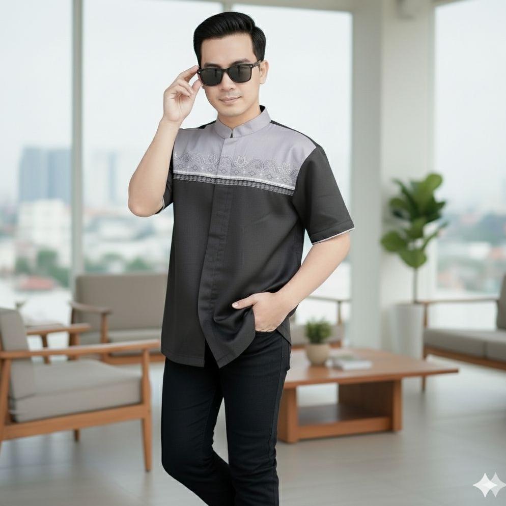Diskon Baju Koko Pendek Bordir Baju Koko Pria Dewasa Baju Koko Bisa Cod Fashion Muslim Pria Dewasa