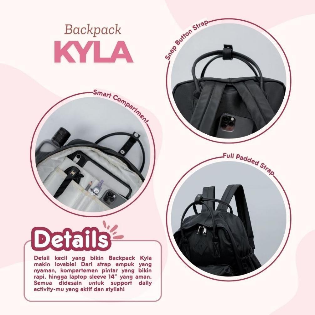 murah backpack kyla tas ransel laptop tablet 12/14 inch, waterproof, ykk, tas wanita, tas sekolah ce