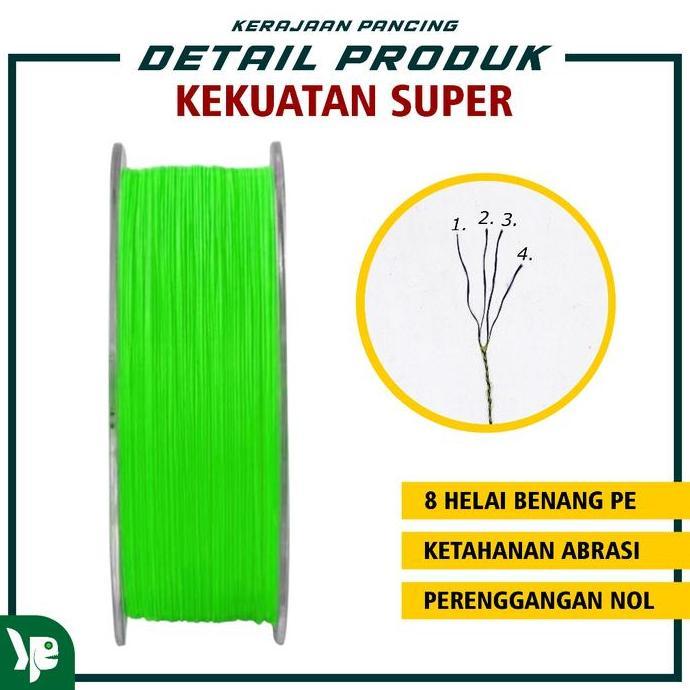 Lansungkirim- Kp - Senar Pancing Pe Mega Braid X4 Panjang 100M Rna Hijau Ikan Joran Umpan Laut