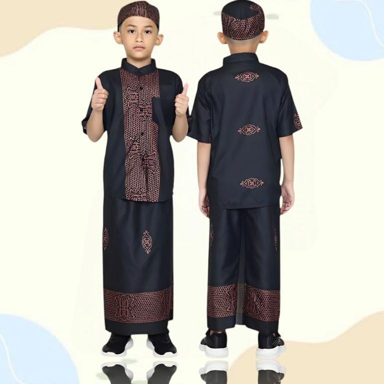 MURAH SETELAN BAJU KOKO PECI ANAK LAKI-LAKI MUSLIM SARKOCI BATIK PEKALONGAN USIA 3-10 TAHUN