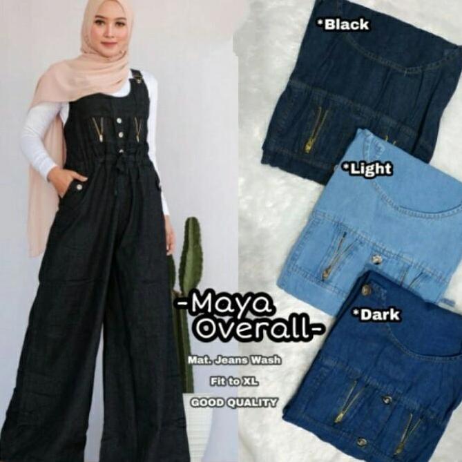 Overall Dress Jeans Wanita / Celana Kodok Jeans Remaja Dewasa