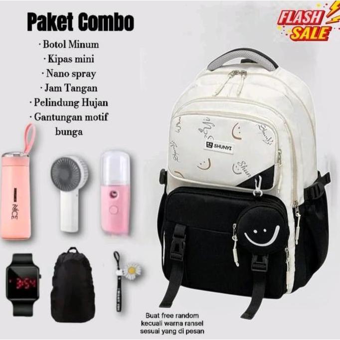 Shunyz Tas Ransel Anak Sekolah Karakter Kapasitas Besar Fashion Paket Combo Termasuk Botol Minum Kip