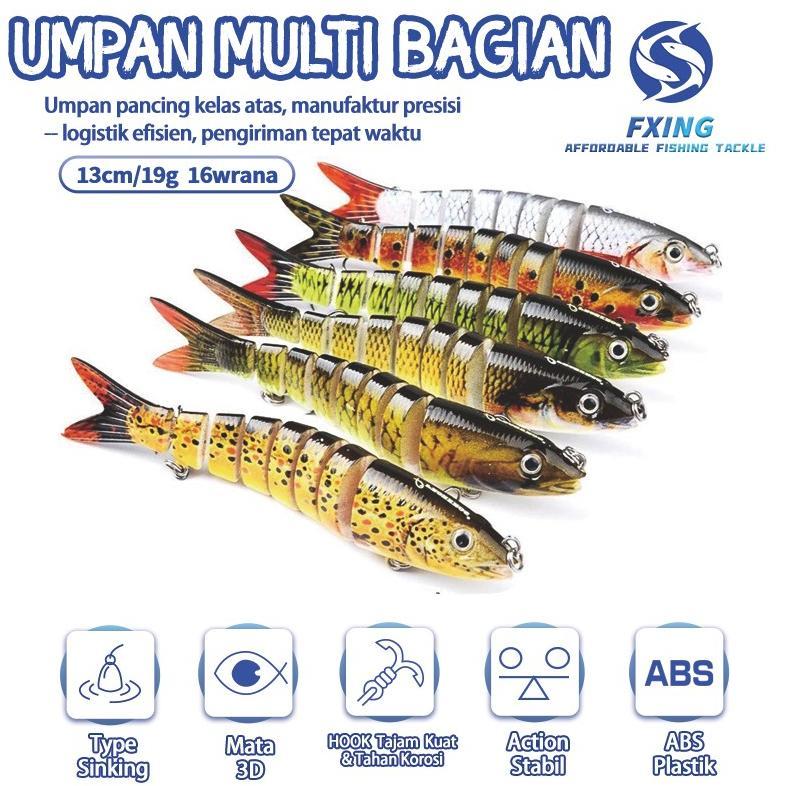 Umpan multi bagian 16warna Umpan Pancing Casting Lure Swimbait 13.28cm/19g umpan Bentuk Ikan Trout W