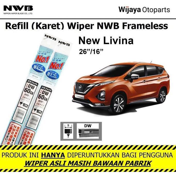 Refill Karet Wiper New Livina Nwb Japan Ukuran 26"&16"