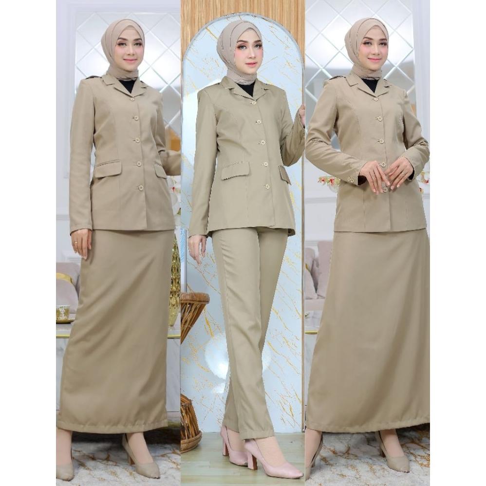 Murah Baju Dinas Seragam Pemda Wanita Jakarta Setelan Rok A/Rok Span/Celana Panjang Bahan Katun Free