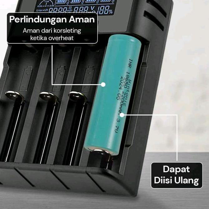 Baterai 18650 INR 3.7V 2200mAh Flat Top Baterai Senter LED Senter Cree Baterai Cas Isi Ulang Recharg