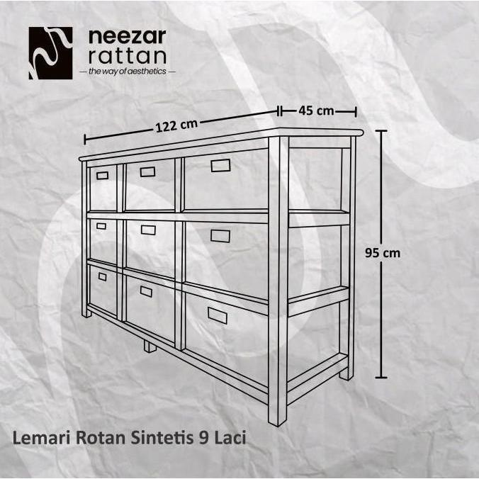 Rak Lemari Laci Rotan Sintetis 9 laci Tempat Serbaguna