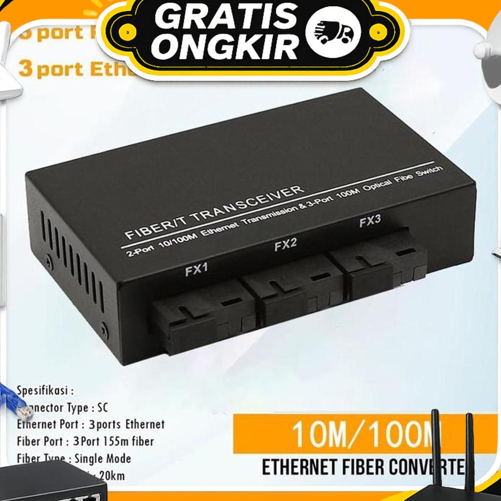 Media Converter 3 Port Fo 3 Port Lan 10/100 Poe