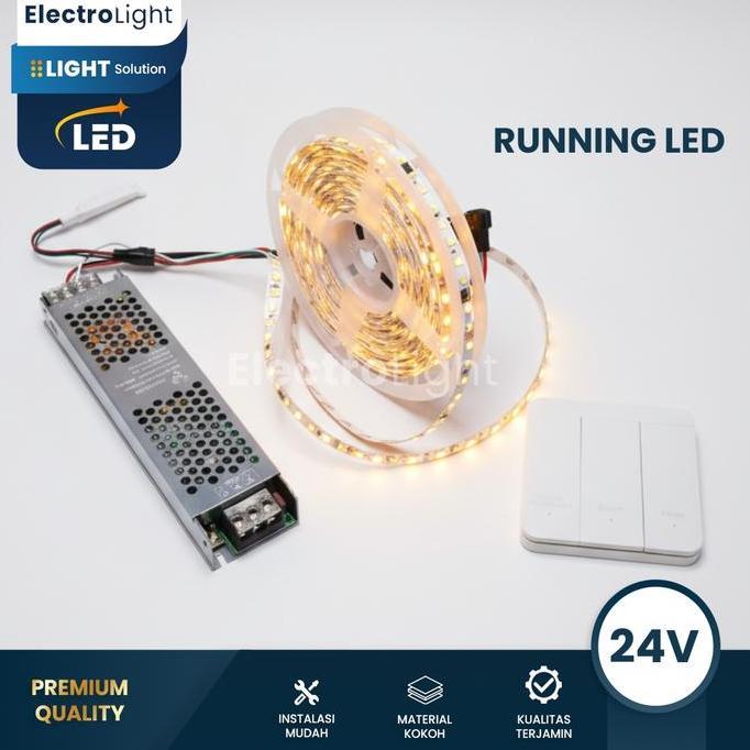 Lampu LED strip running saklar wireless cahaya berjalan hias plafon mewah 24V mewah hias dekorasi ru