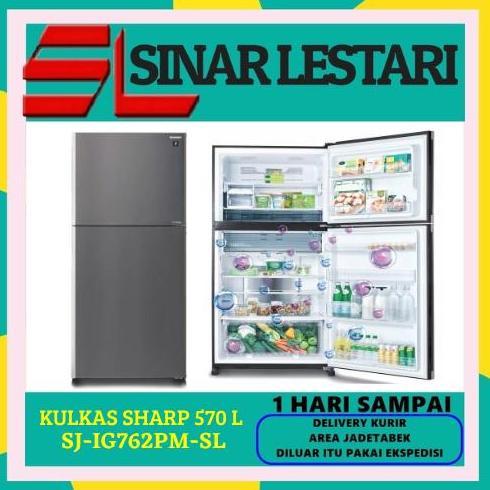 KULKAS SHARP SJ-IG762PM-SL 2 PINTU INVERTER 570 L WITH PLASMA CLSUTER
