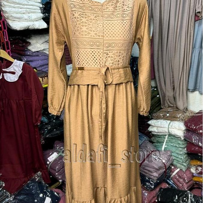 OOTD SYAKIRA DRESS LINEN BRUKAT PREMIUM/Gamis anak tanggung terbaru OOTD
