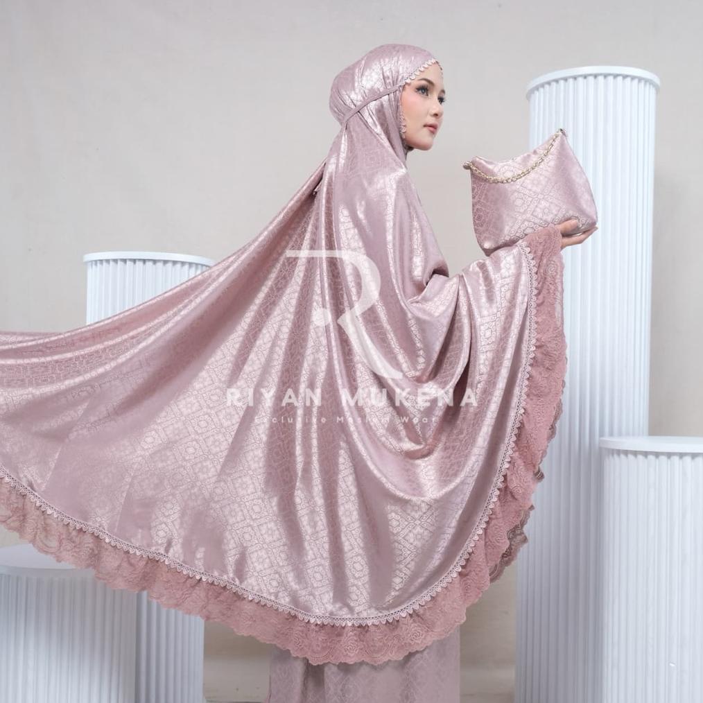 ORIGINAL MUKENA ARMANI SILK AYUNDA DEWASA JUMBO 2IN1 RENDA BY RIYAN MUKENA