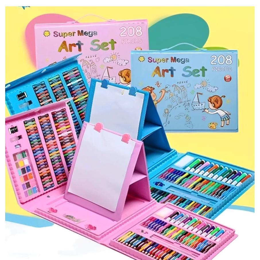 Mega Crayon Set 208 Pcs / Crayon Set Anak / Alat tulis mewarnai / perlengkapan menggambar krayon ana