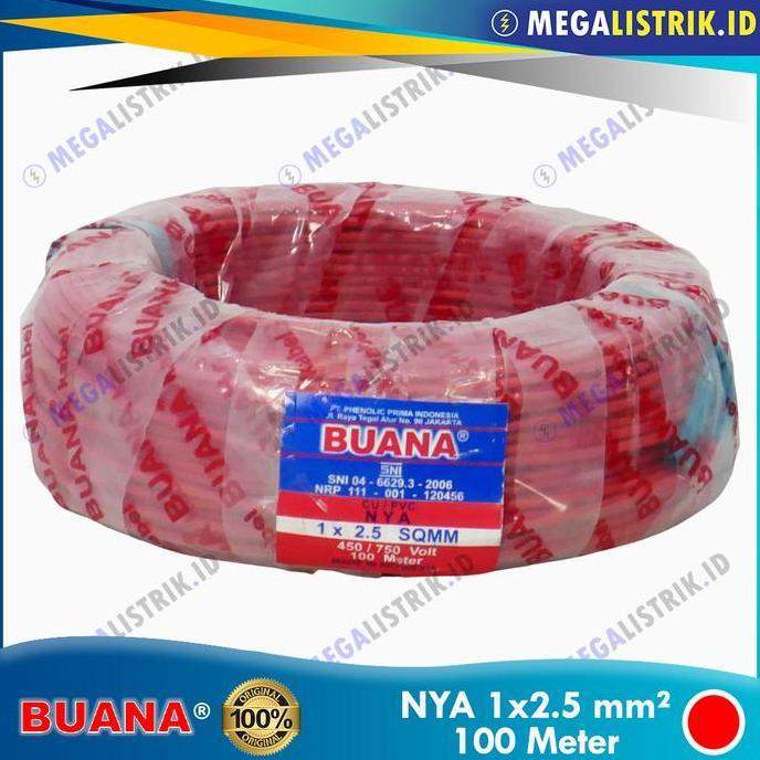 Berizka_ - Buana Nya 1 X 2.5 Mm ( Rol 100 Meter ) / Kabel Listrik Kawat Engkel Tembaga Nya 1 X 2.5Mm