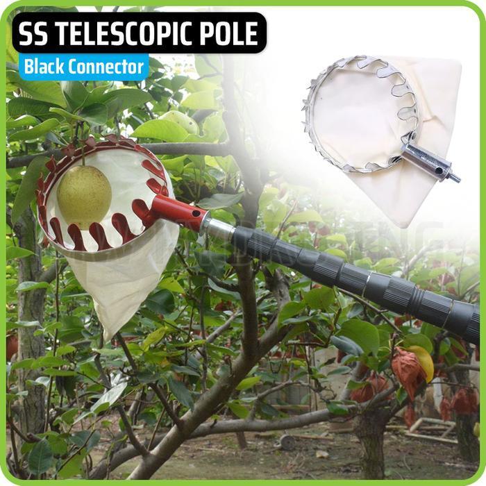 TELESCOPIC POLE STAINLESS STEEL 8 MM THREAD, BLACK | TONGKAT TIANG TELESKOPIK SERBAGUNA PEMETIK BUAH
