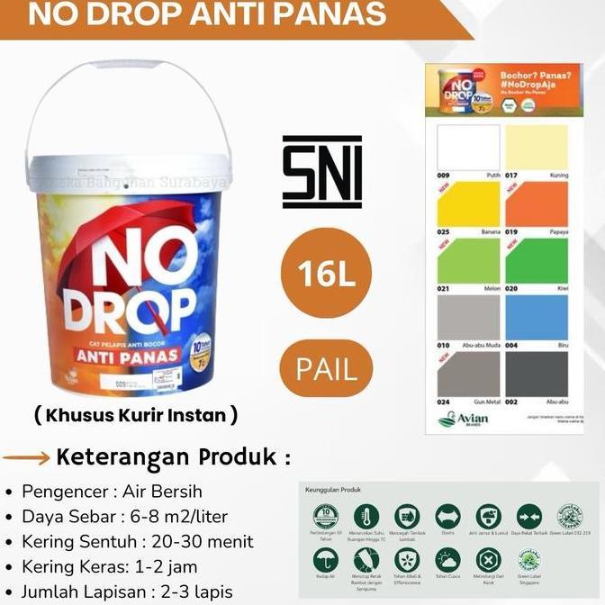 No Drop Anti Panas 20kg ( 16liter) pail | cat anti bocor waterproof