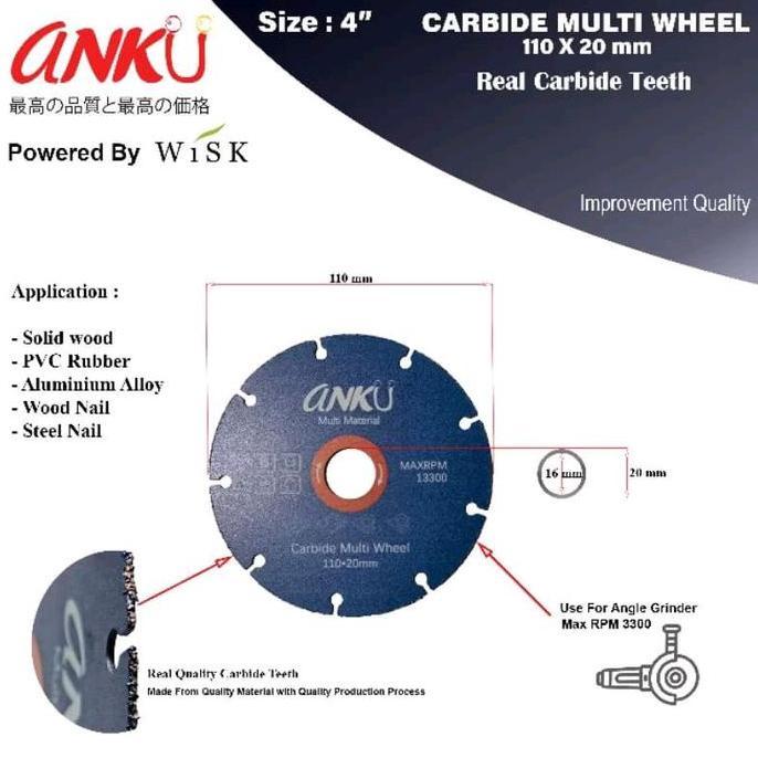 Anku Carbide multi wheel, mata gerinda potong multi serbaguna 110 mm, mata potong kayu multiplek baj