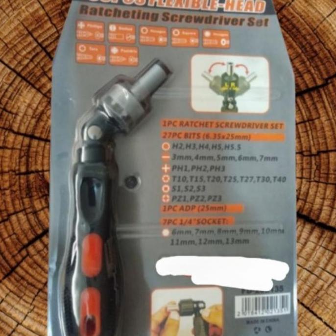 OBENG RACHET SCREWDRIVER KEPALA FLEXIBLE SET 35PC IN 1