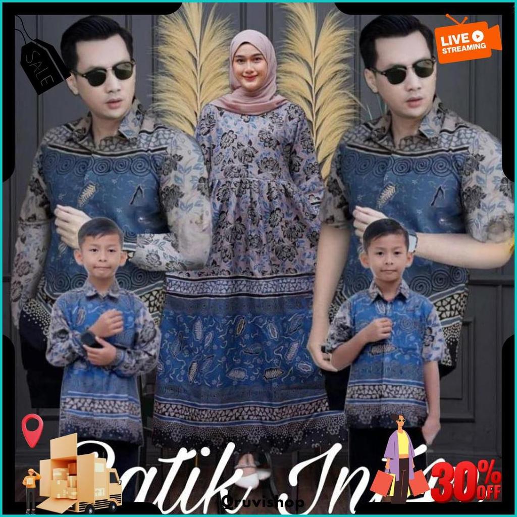 Gamis Batik Couple Keluarga Ayah Ibu Anak | Seragam Batik Lebaran Modern | Baju Pasangan Suami Istri