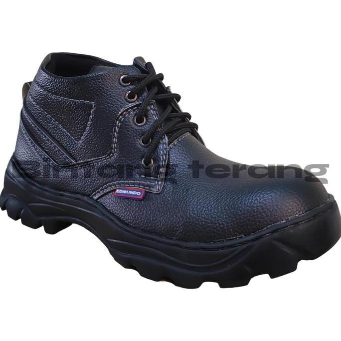 TERBARU - Sepatu Safety Edmundo Semi Tali Hitam, Tan, Coklat Tua dengan Ujung Besi dan Sol Karet Ant