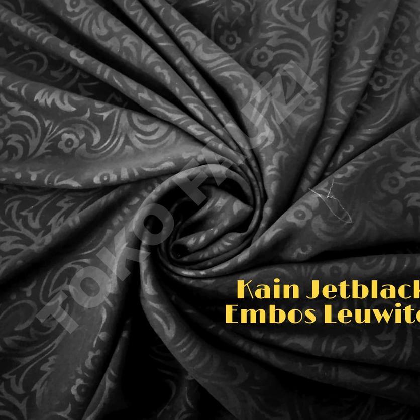 Jetblack Emboss 1M / Kain Emboss Jetblack Hitam Pekat Leuwitex Original
