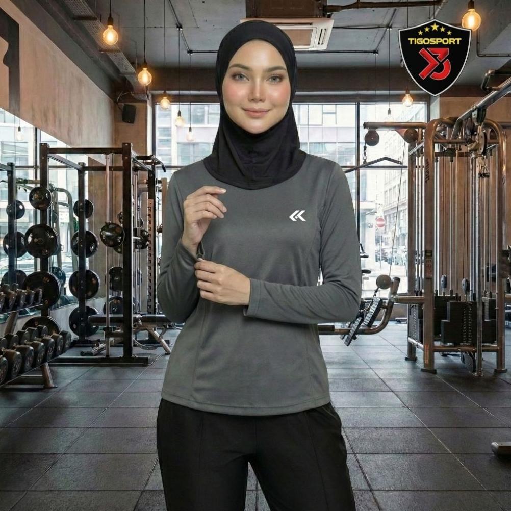 Tahan Lama [ Fla ] Baju Olahraga Wanita Hijab Kaos Running Wanita Muslimah Jersey Badminton Wanita L