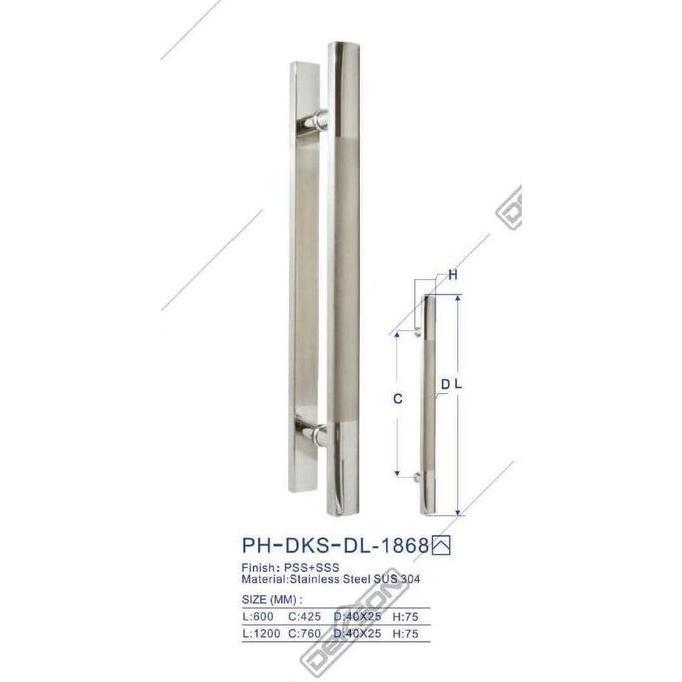 PULL HANDLE DEKKSON DELUXE PH DL1868 40X25X1200 PSS+SSS AS 760 MM